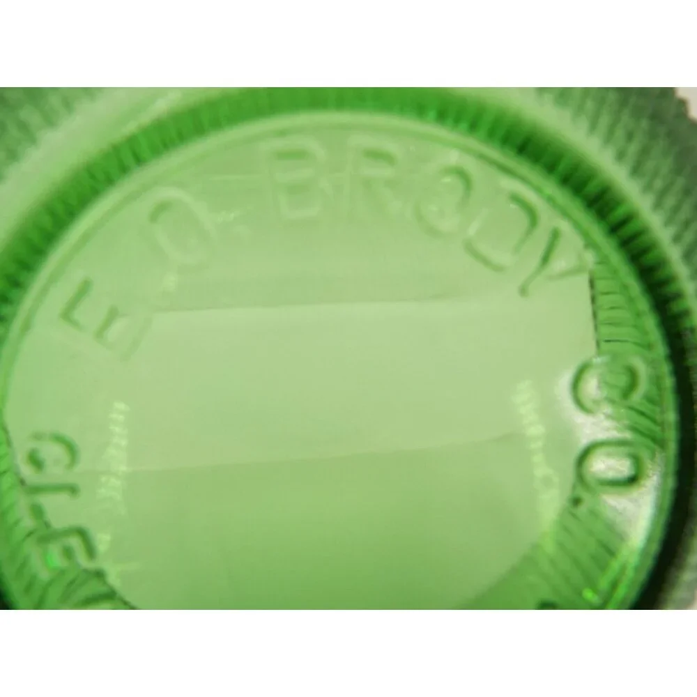 Vintage E.O. Brody Co. Green Ribbed Glass Candy Nut Bowl Made in USA